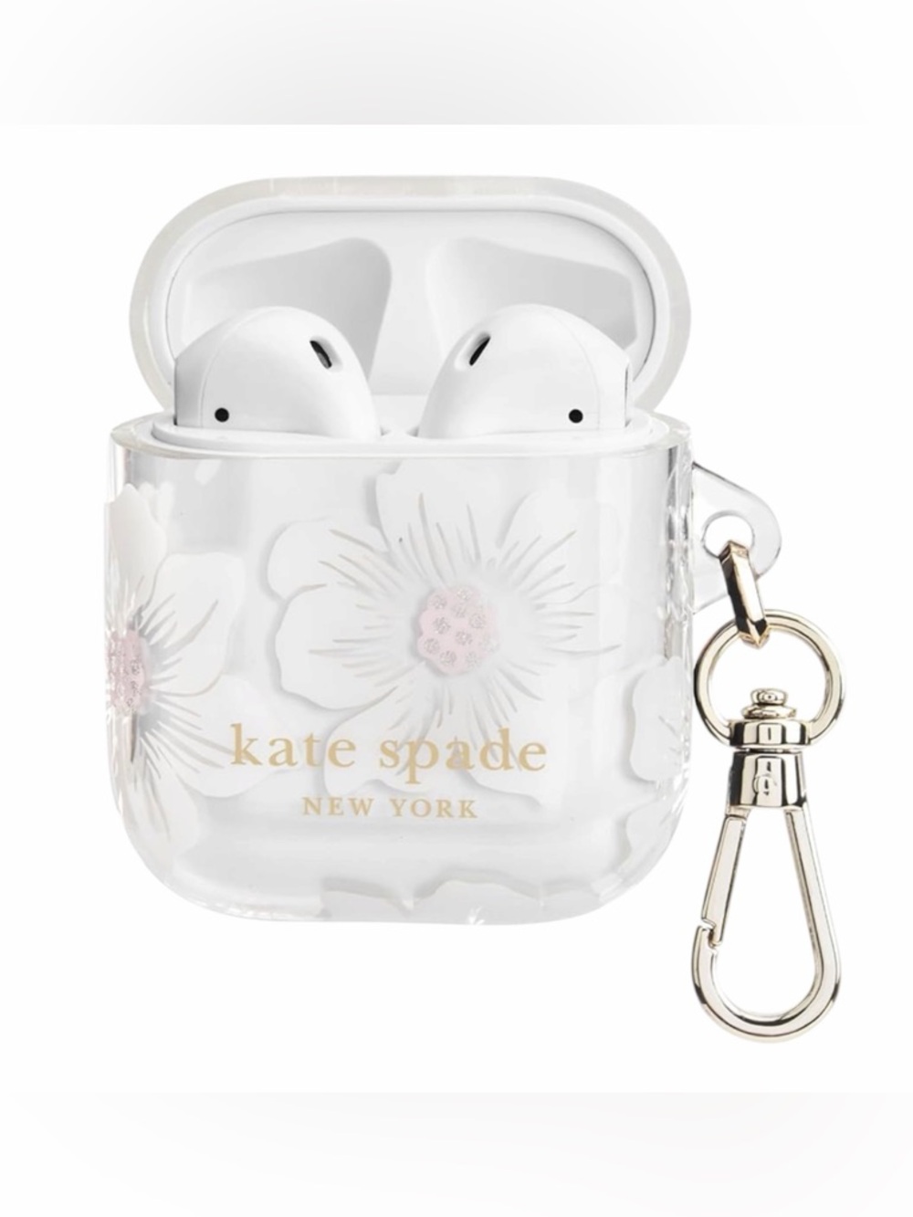 kate spade new york AirPods Case 1st & 2nd Gen Keychain Ring Hollyhock Cream A6